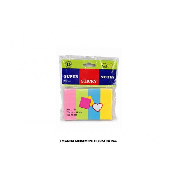 BLOCO DE ANOTACOES - STICKY - 4 CORES 7,6X5,1CM